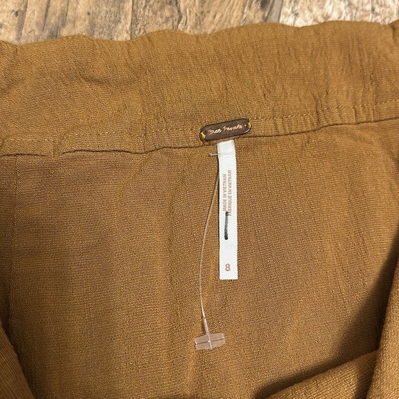 free people brown gold mini skirt wrap stretchy size 8 - Picture 3 of 6